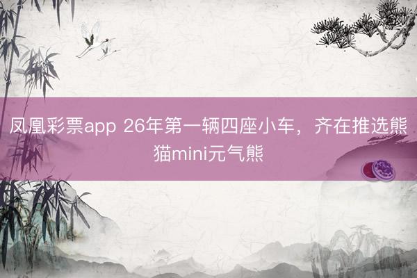 凤凰彩票app 26年第一辆四座小车，齐在推选熊猫mini元气熊