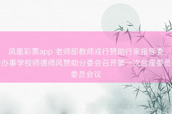 凤凰彩票app 老师部教师戎行赞助行家指导委员会办事学校师德师风赞助分委会召开第一次合座委员会议