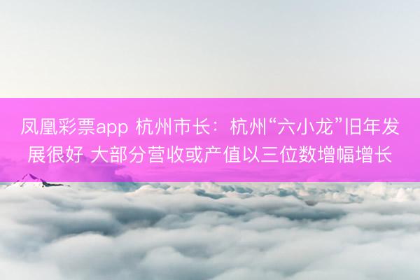 凤凰彩票app 杭州市长：杭州“六小龙”旧年发展很好 大部分营收或产值以三位数增幅增长
