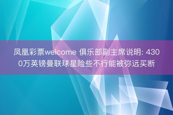 凤凰彩票welcome 俱乐部副主席说明: 4300万英镑曼联球星险些不行能被弥远买断